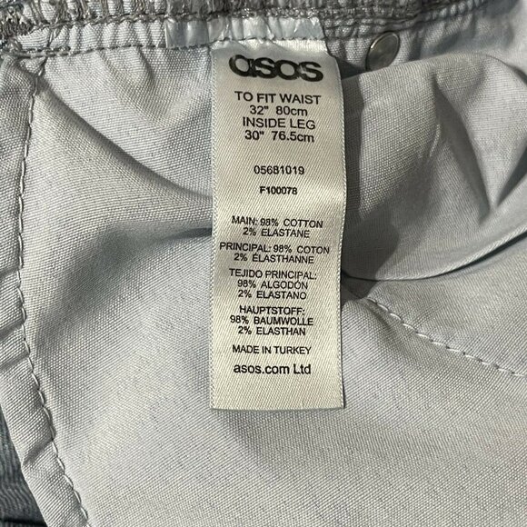 Asos Light Blue Denim Jeans Size 32” Waist 30” Inseam Cotton & Elastane - Picture 6 of 8